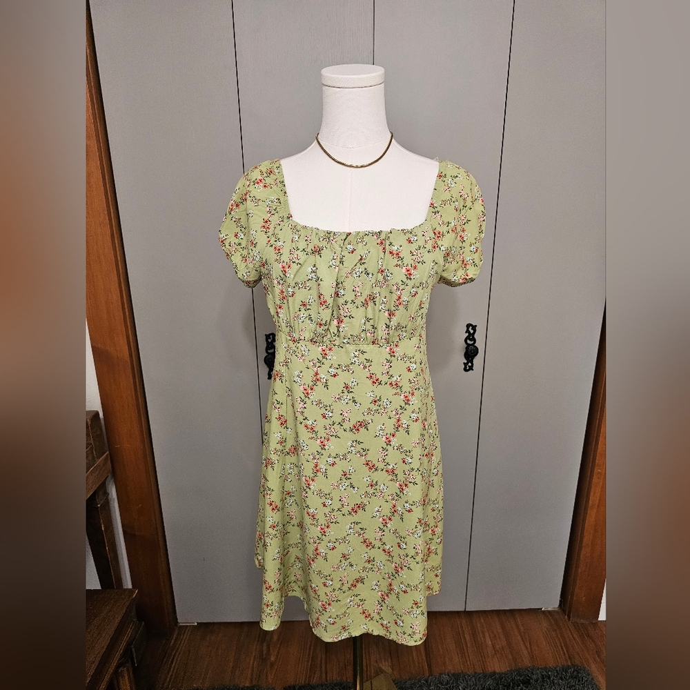 Art Class Milkmaid Dress Girls XXL Floral Print Puff Sleeve Peasant Cottage